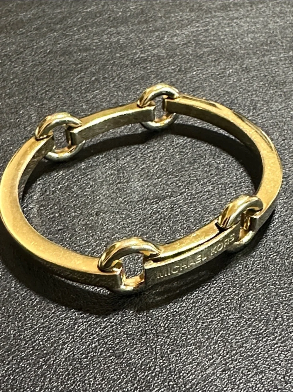 Michael Kors Gold Tone Status Link Horsebit Bangle Bracelet